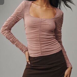 Anthropologie Dusty Pink Ruched Blouse